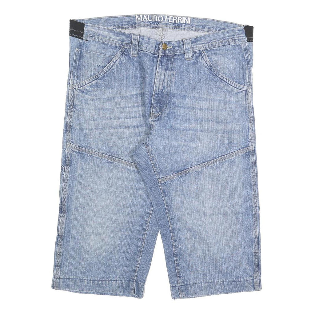 MAURO HERRINI Mens Cotton Blend Blue Casual Denim Shorts XL W38 Stylish