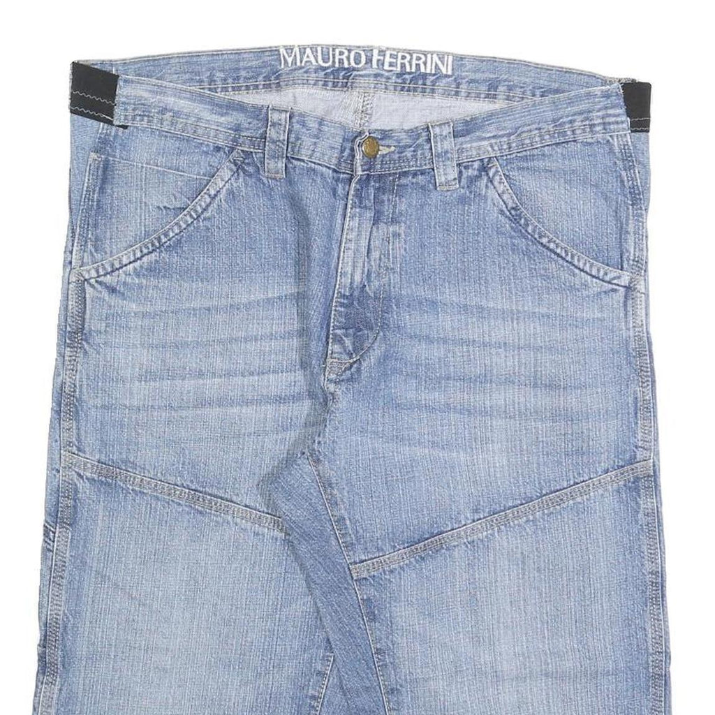 MAURO HERRINI Mens Cotton Blend Blue Casual Denim Shorts XL W38 Stylish