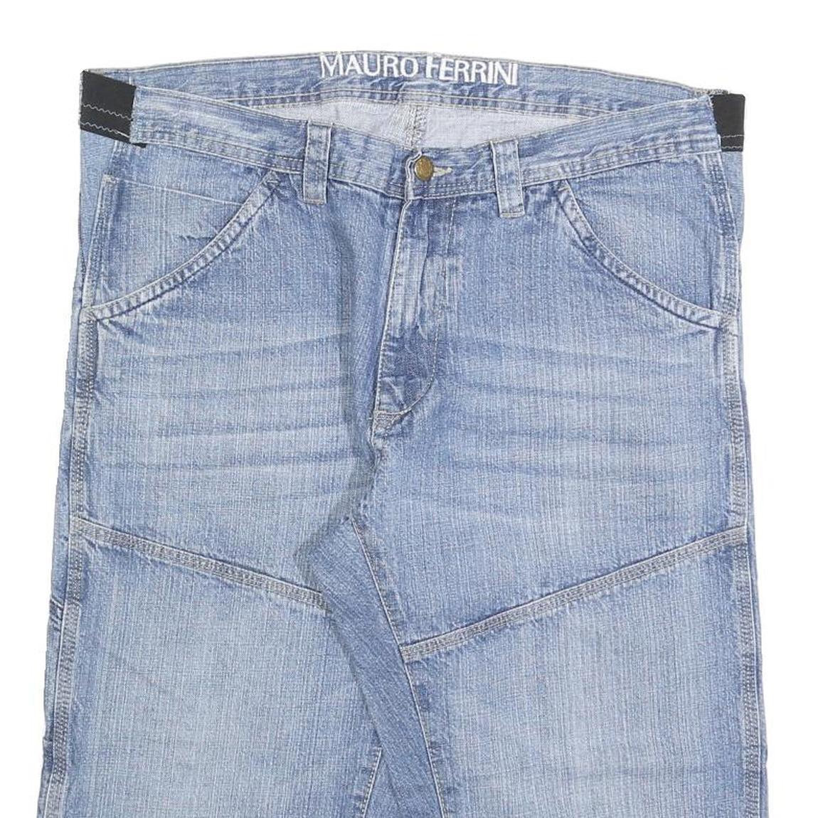 MAURO HERRINI Mens Cotton Blend Blue Casual Denim Shorts XL W38 Stylish