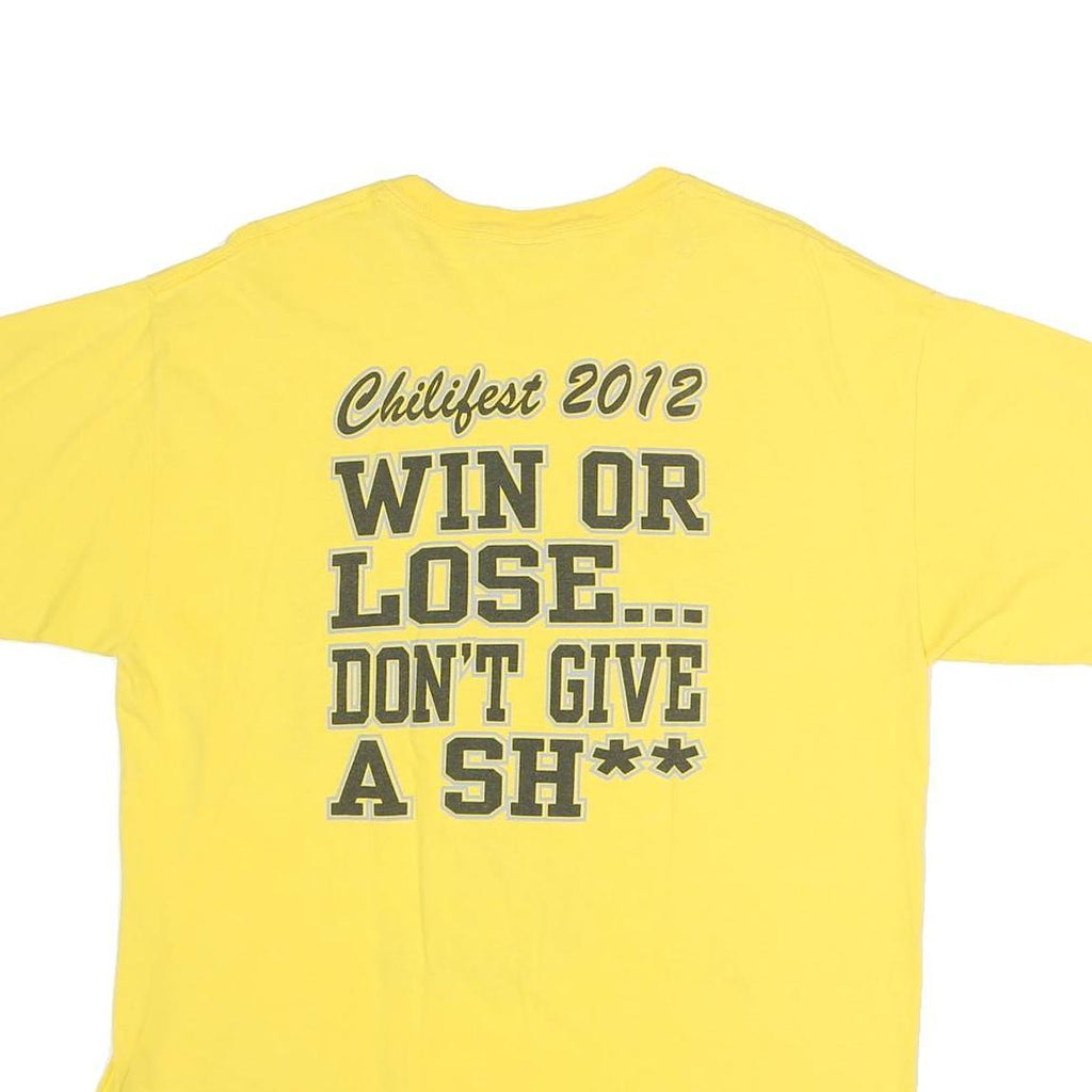 GILDAN Mens Yellow Honey Badger Chili Graphic T-Shirt L Short Sleeve Crew Neck