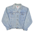 DAVID Mens Blue Denim Jacket L Cotton Blend Classic Button Closure Casual