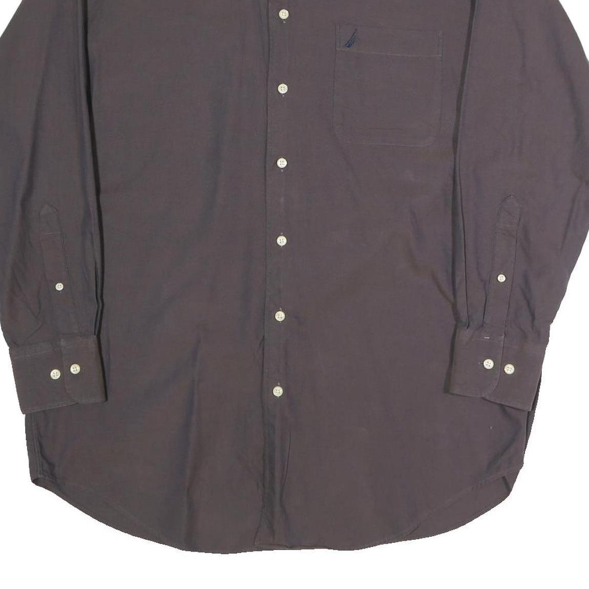 NAUTICA Mens Grey Button-Down Shirt L Cotton Blend Long Sleeve Casual Smart