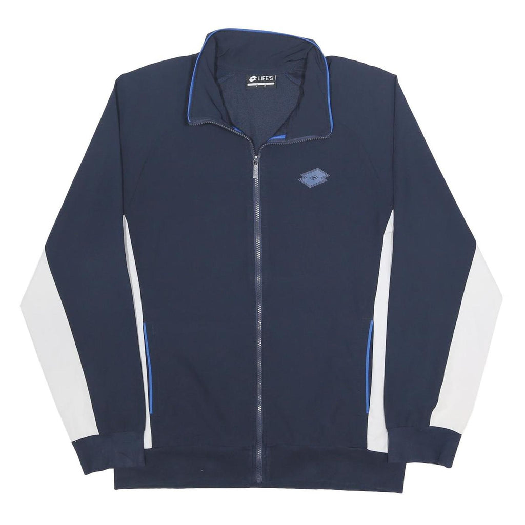 LOTTO Mens Navy Blue & White Jacket L Synthetic Zip Casual Sportswear
