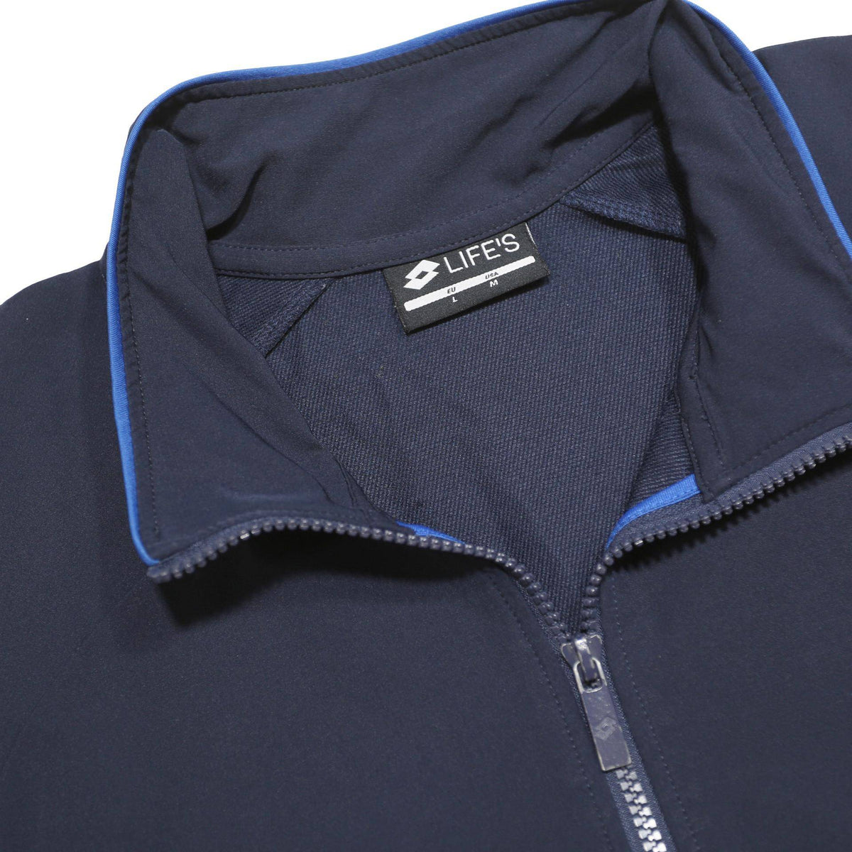 LOTTO Mens Navy Blue & White Jacket L Synthetic Zip Casual Sportswear