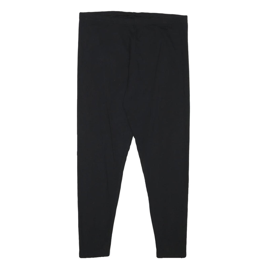 Womens Black Joggers L W32 L27 Cotton Blend Slim Tapered Casual Fitness Bottoms