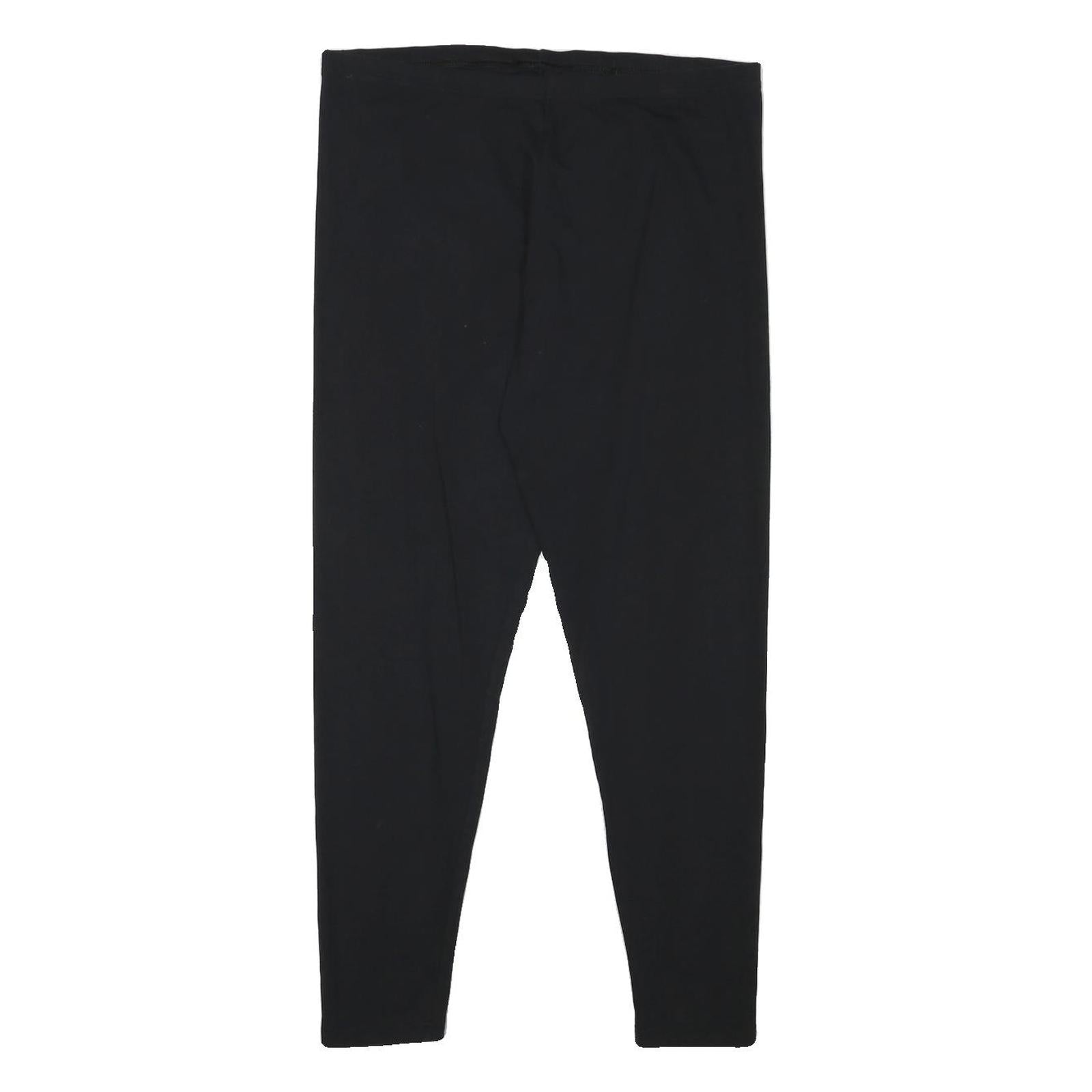 Womens Black Joggers L W32 L27 Cotton Blend Slim Tapered Casual Fitness Bottoms