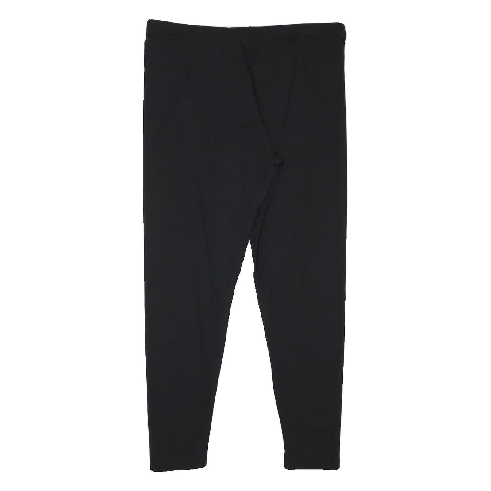 Womens Black Joggers L W32 L27 Cotton Blend Slim Tapered Casual Fitness Bottoms