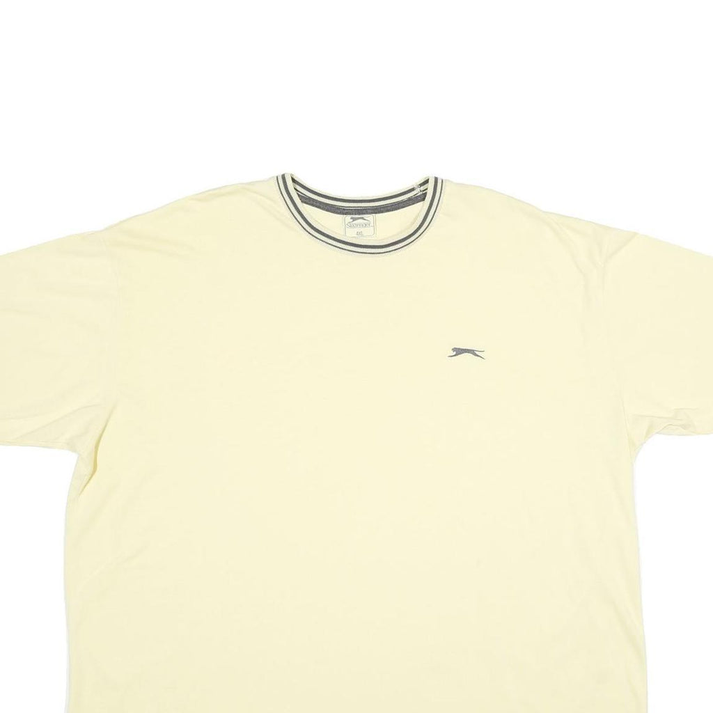 SLAZENGER Mens Cream & Grey T-Shirt 4XL Short Sleeve Crew Neck Cotton Casual