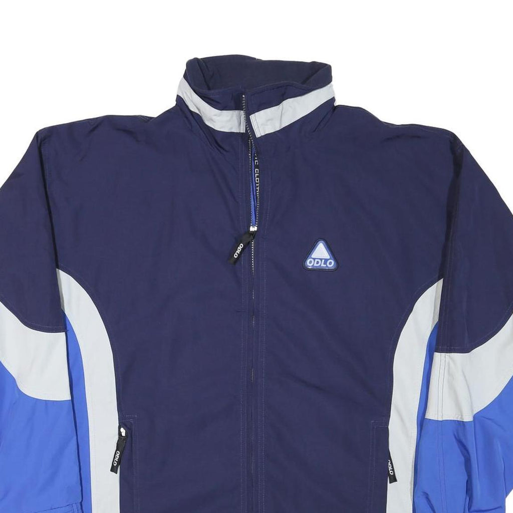 ODLO Mens Navy Blue & Light Blue Zip Jacket L Polyester Blend Colourblock