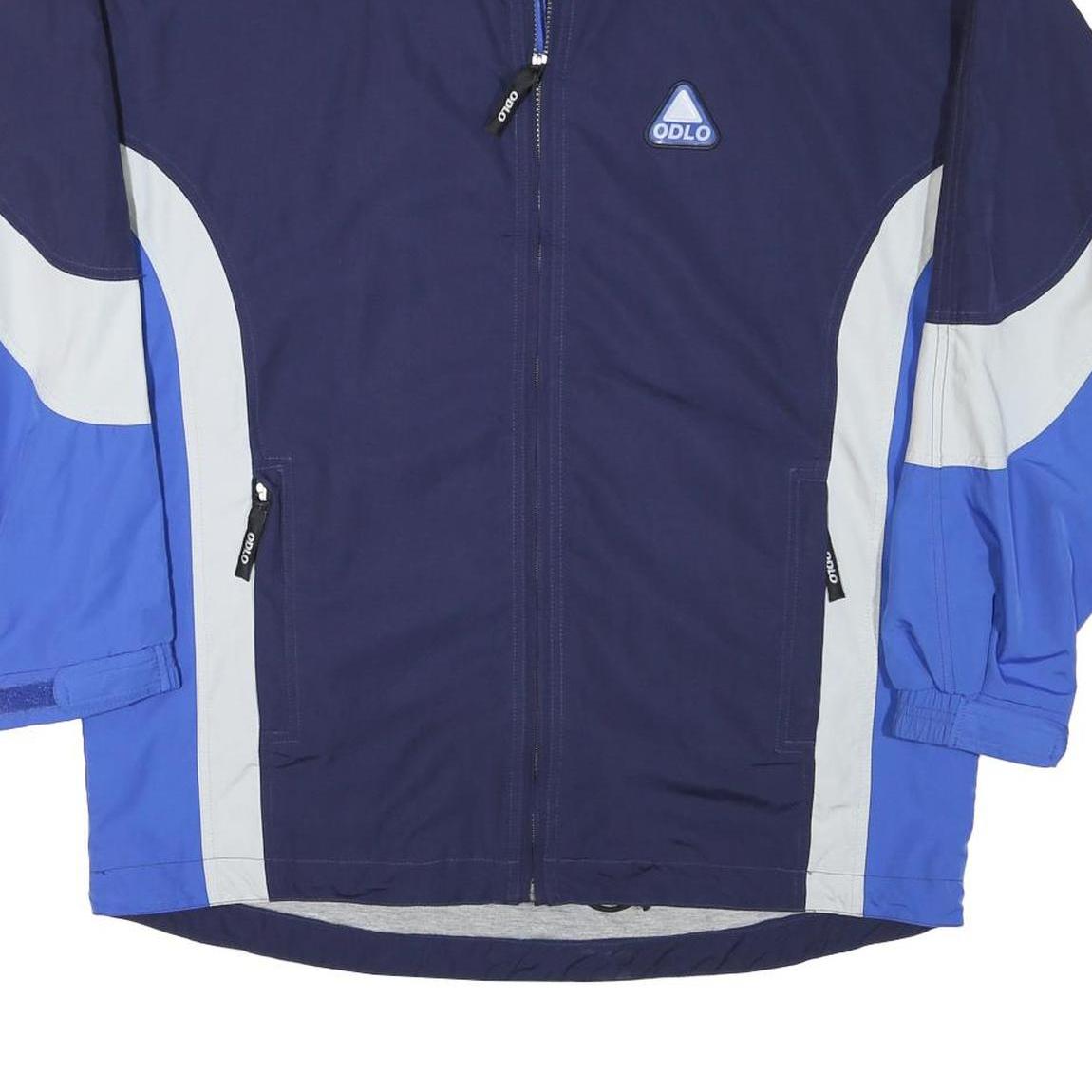 ODLO Mens Navy Blue & Light Blue Zip Jacket L Polyester Blend Colourblock