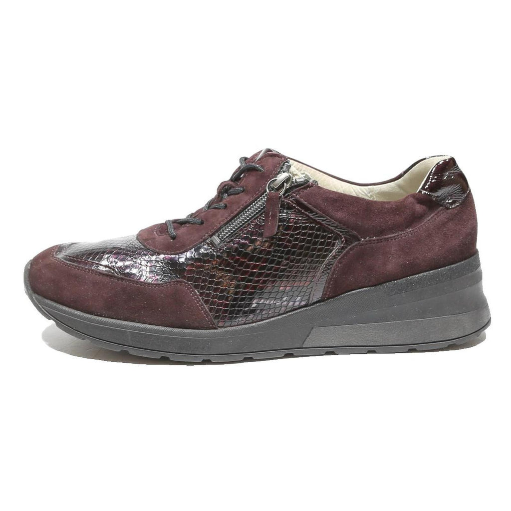 WALDLAUFER Mens Burgundy Leather Casual Trainers UK 9 Comfortable Lace Up