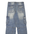 Womens Regular Fit Cargo Style Denim Blue Jeans W30 L27 Cotton Blend Zip