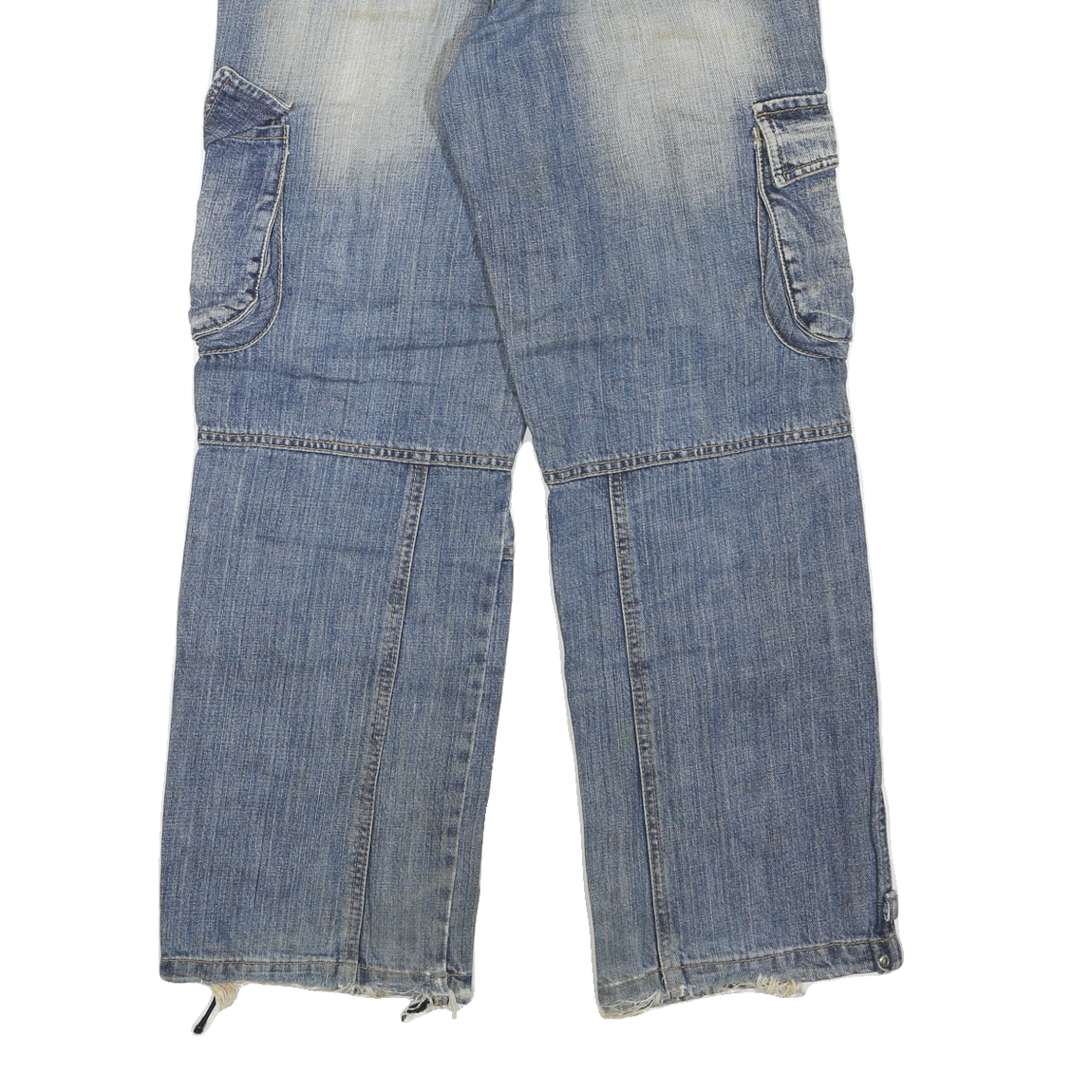 Womens Regular Fit Cargo Style Denim Blue Jeans W30 L27 Cotton Blend Zip