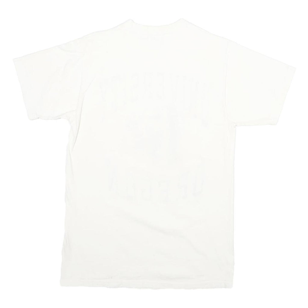 Mens White University Oregon Graphic T-Shirt S Short Sleeve Crew Neck Cartoon