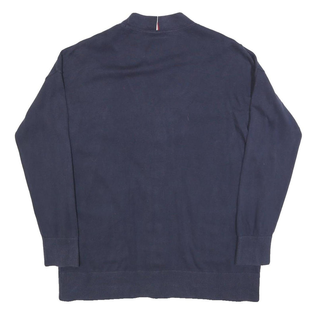TOMMY HILFIGER Womens Blue Plain V-Neck Basic Knit M Classic Cotton Blend Jumper