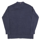 TOMMY HILFIGER Womens Blue Plain V-Neck Basic Knit M Classic Cotton Blend Jumper
