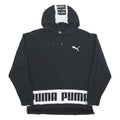 PUMA Womens Black & White Logo Print Pullover Hoodie L Casual Cotton Blend