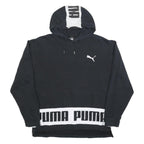PUMA Womens Black & White Logo Print Pullover Hoodie L Casual Cotton Blend