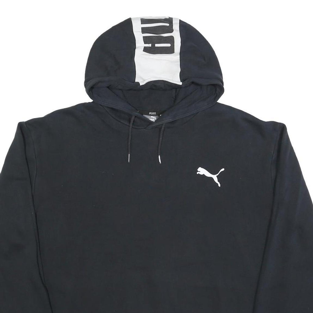 PUMA Womens Black & White Logo Print Pullover Hoodie L Casual Cotton Blend