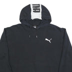 PUMA Womens Black & White Logo Print Pullover Hoodie L Casual Cotton Blend