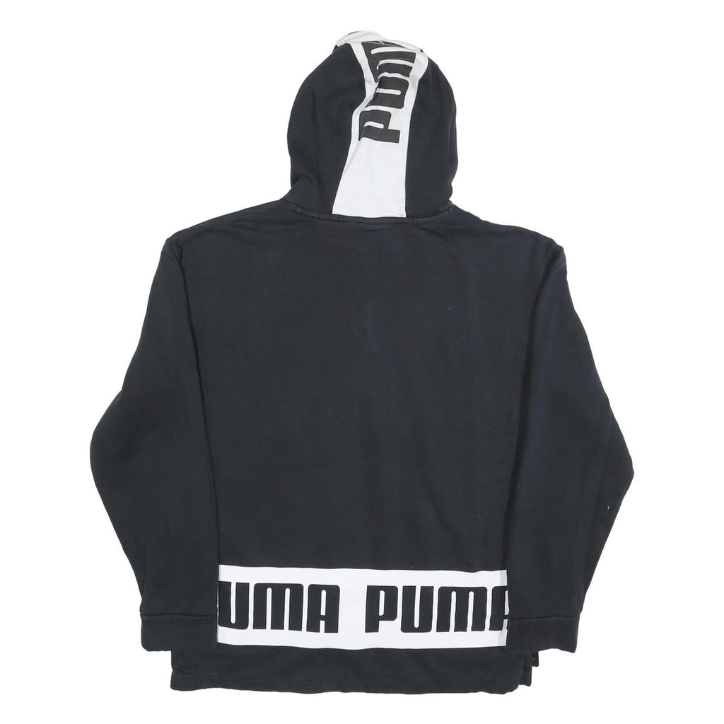 PUMA Womens Black & White Logo Print Pullover Hoodie L Casual Cotton Blend