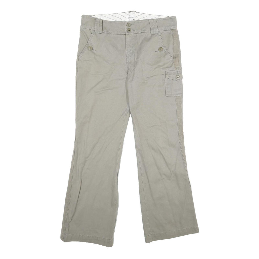 CALVIN KLEIN Womens Cotton Beige Regular Straight Trousers W34 L31 Casual Zip