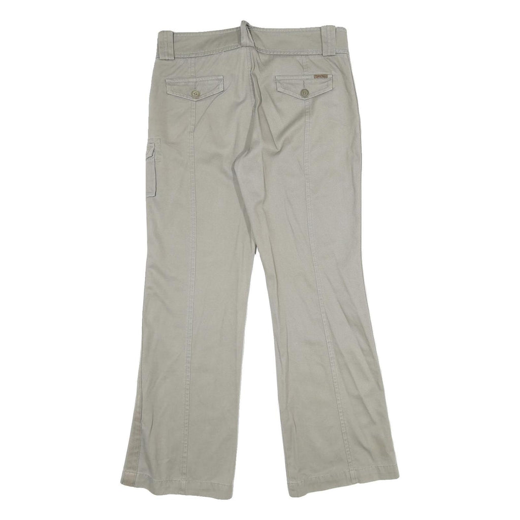 CALVIN KLEIN Womens Cotton Beige Regular Straight Trousers W34 L31 Casual Zip