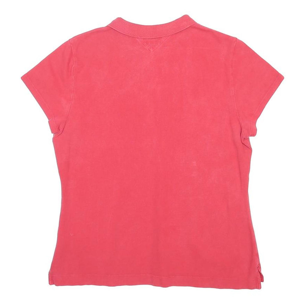 TOMMY HILFIGER Womens Red Short Sleeve Plain 2XL Polo Shirt Casual Classic