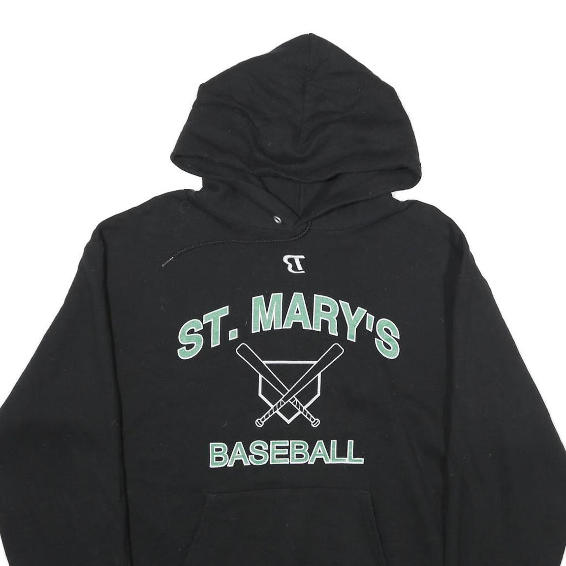 CHAMPION Mens Black St. Mary's Baseball Pullover Hoodie M Cotton Blend