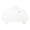 PUMA Womens White Pullover Sweatshirt M Cropped Quarter Zip Logo Sport