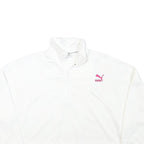 PUMA Womens White Pullover Sweatshirt M Cropped Quarter Zip Logo Sport