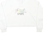 PUMA Womens White Pullover Sweatshirt M Cropped Quarter Zip Logo Sport