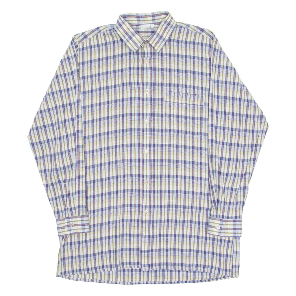 Mens Shirt Blue Check Long Sleeve S