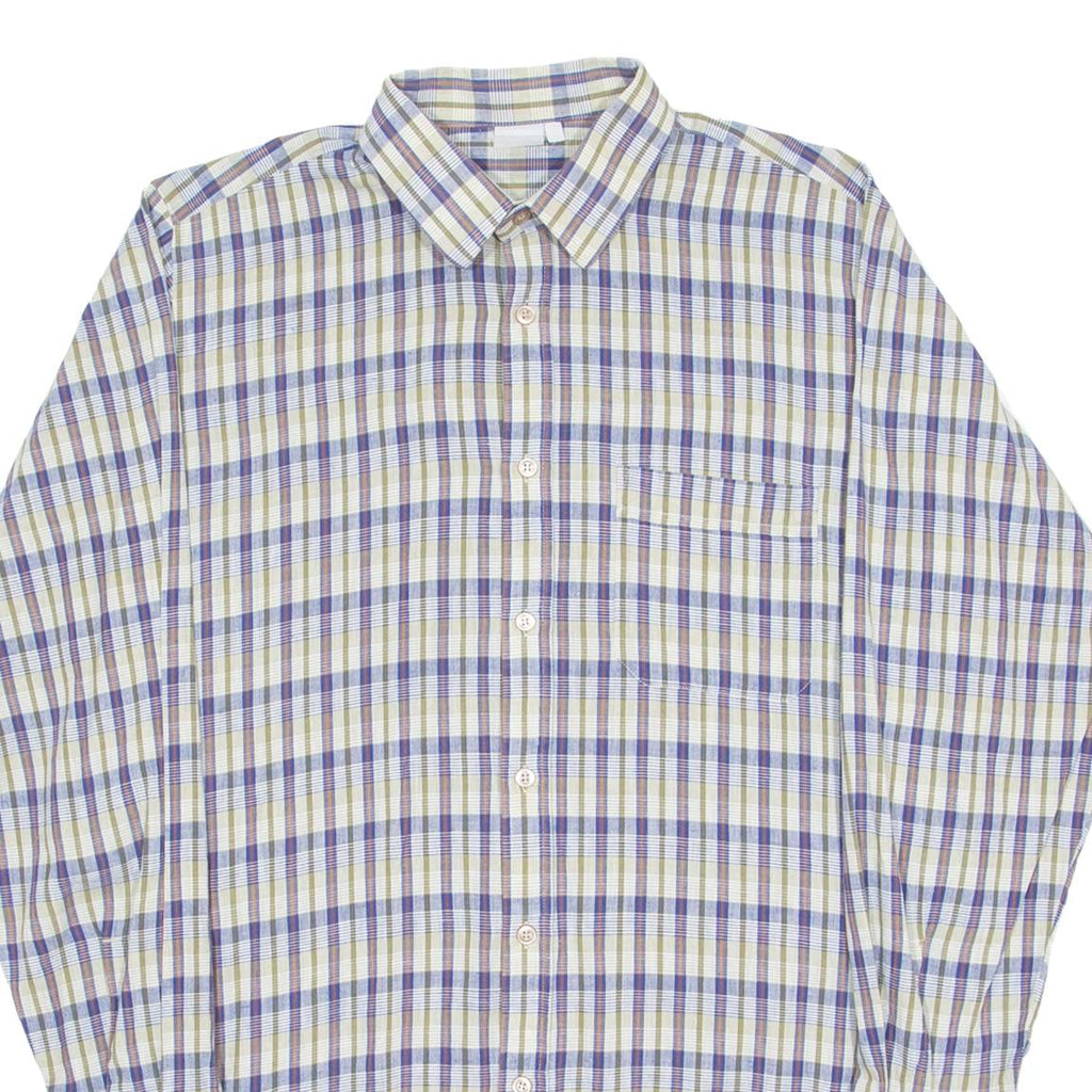 Mens Shirt Blue Check Long Sleeve S