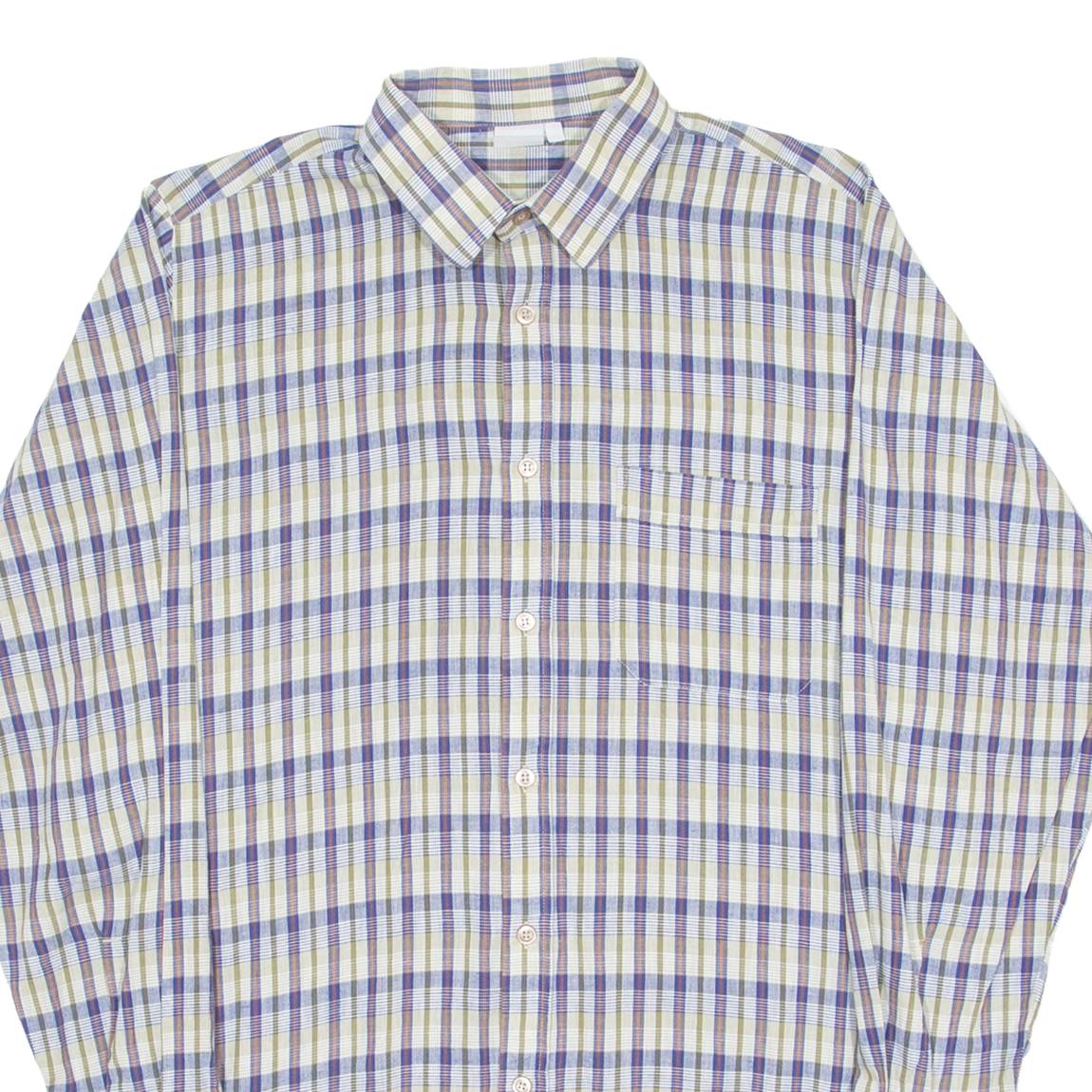 Mens Shirt Blue Check Long Sleeve S