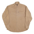 JUSTIN Mens Beige Cotton Blend Shirt L Button Down Collar Long Sleeve Workwear