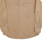 JUSTIN Mens Beige Cotton Blend Shirt L Button Down Collar Long Sleeve Workwear