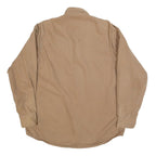 JUSTIN Mens Beige Cotton Blend Shirt L Button Down Collar Long Sleeve Workwear