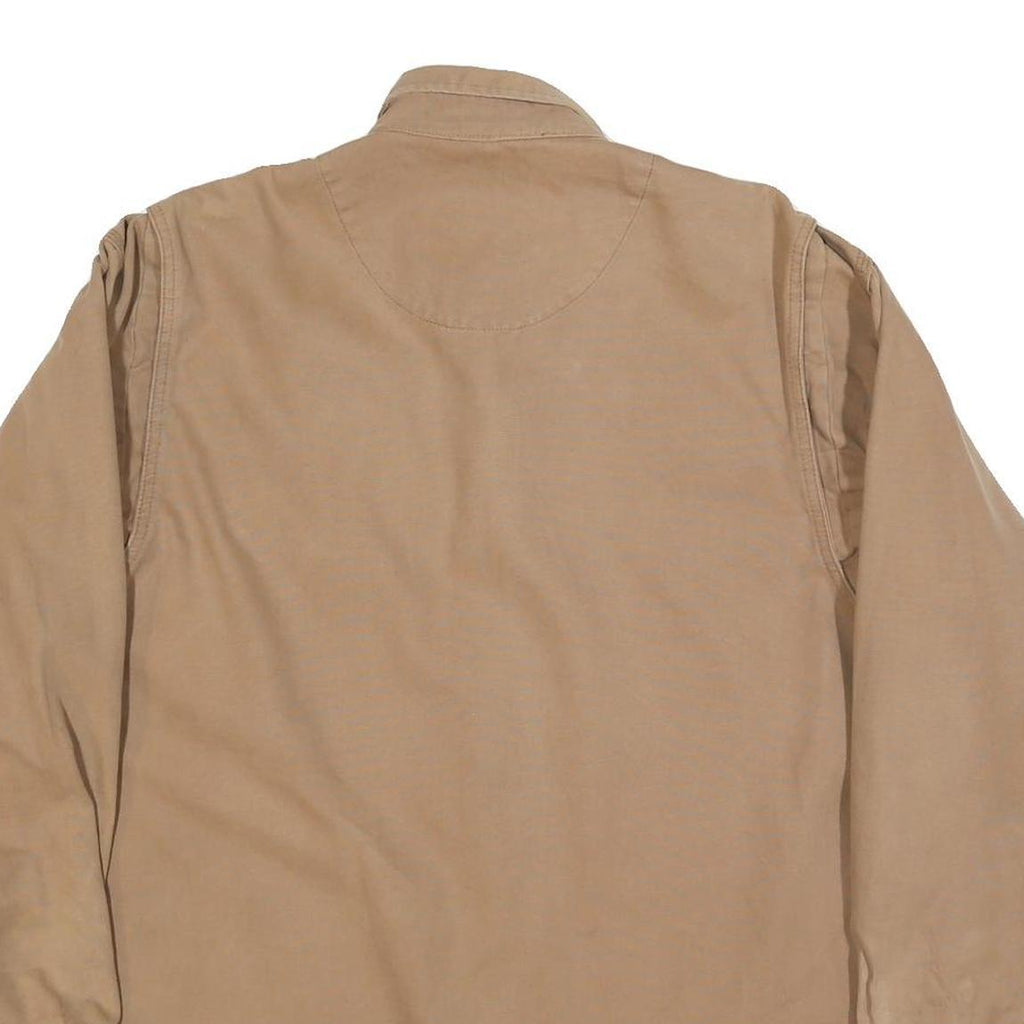 JUSTIN Mens Beige Cotton Blend Shirt L Button Down Collar Long Sleeve Workwear