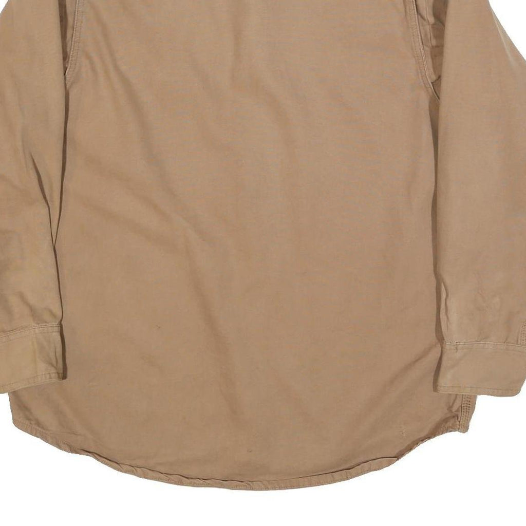 JUSTIN Mens Beige Cotton Blend Shirt L Button Down Collar Long Sleeve Workwear