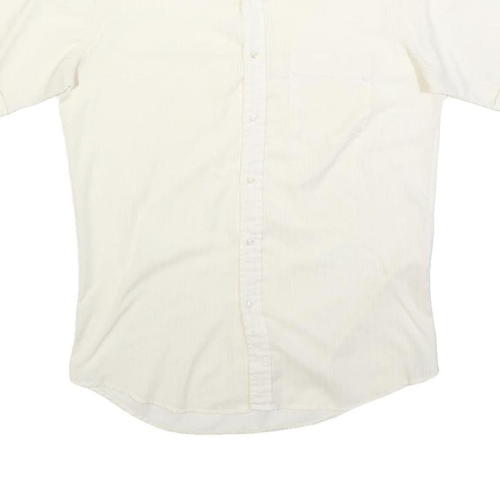 BLUESTONE Mens Cream Shirt S Cotton Blend Short Sleeve Button Casual Summer