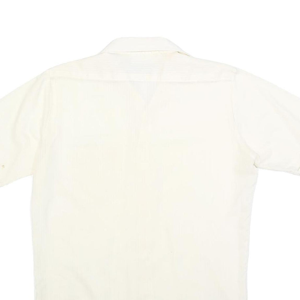 BLUESTONE Mens Cream Shirt S Cotton Blend Short Sleeve Button Casual Summer