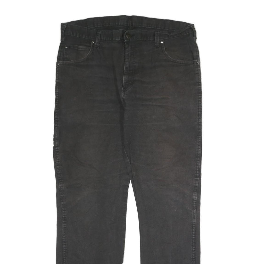 DICKIES Mens Cotton Blend Black Regular Straight Trousers W36 L32 Durable