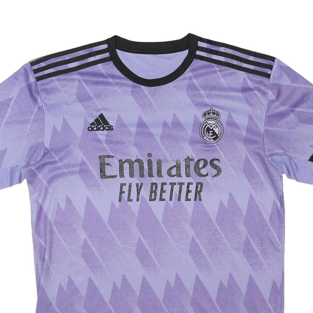 ADIDAS Real Madrid 2022/23 Away Mens Purple T-Shirt L Short Sleeve Football