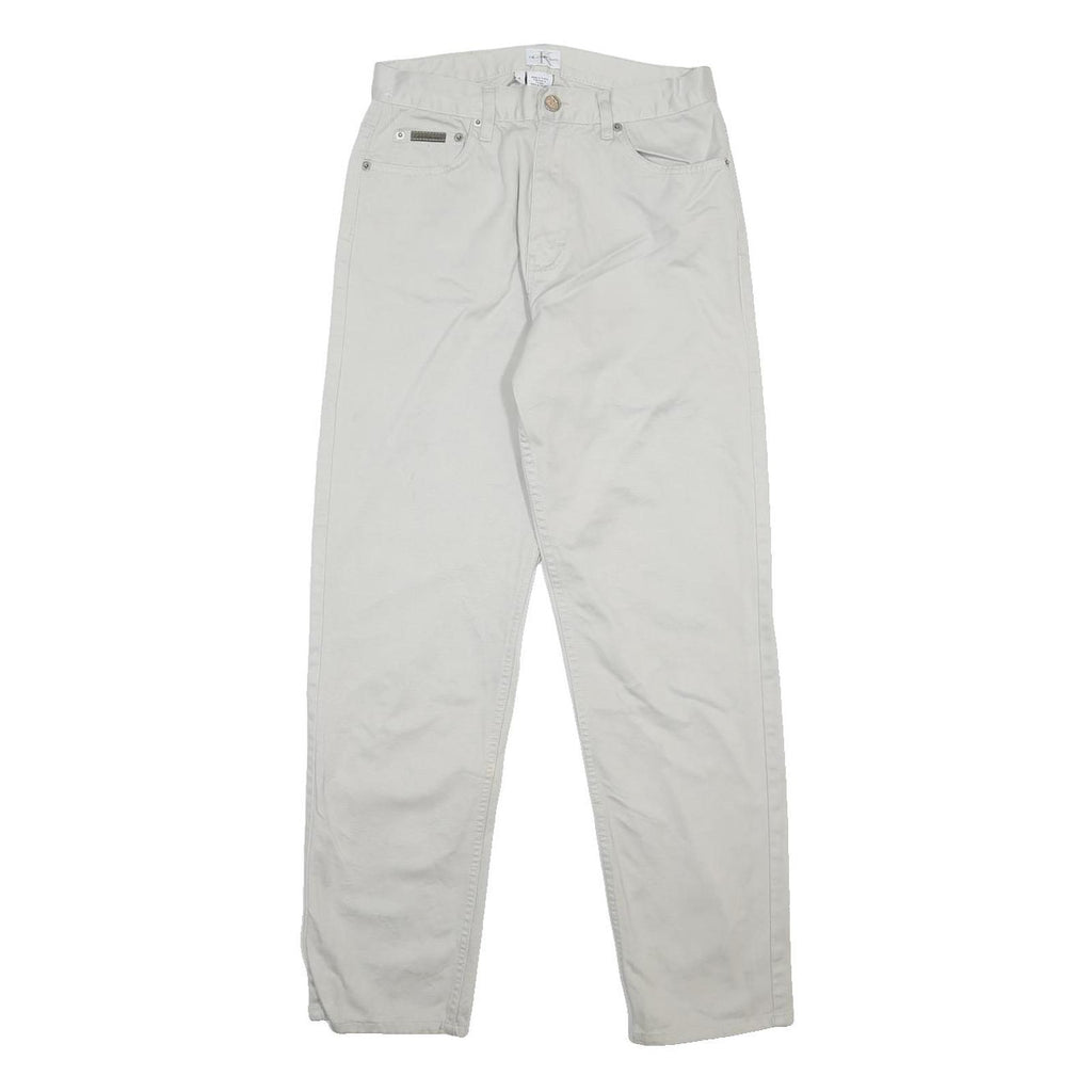 CALVIN KLEIN JEANS Womens Cotton White Regular Fit Straight Trousers W26 L28