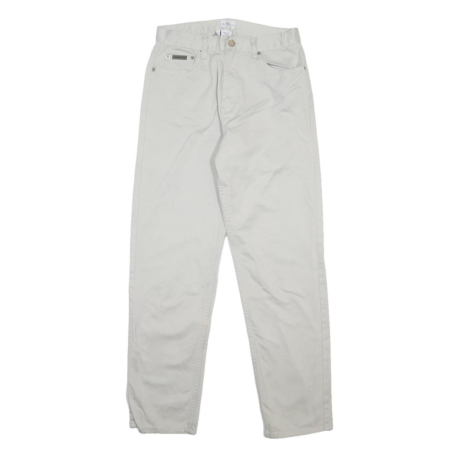 CALVIN KLEIN JEANS Womens Cotton White Regular Fit Straight Trousers W26 L28