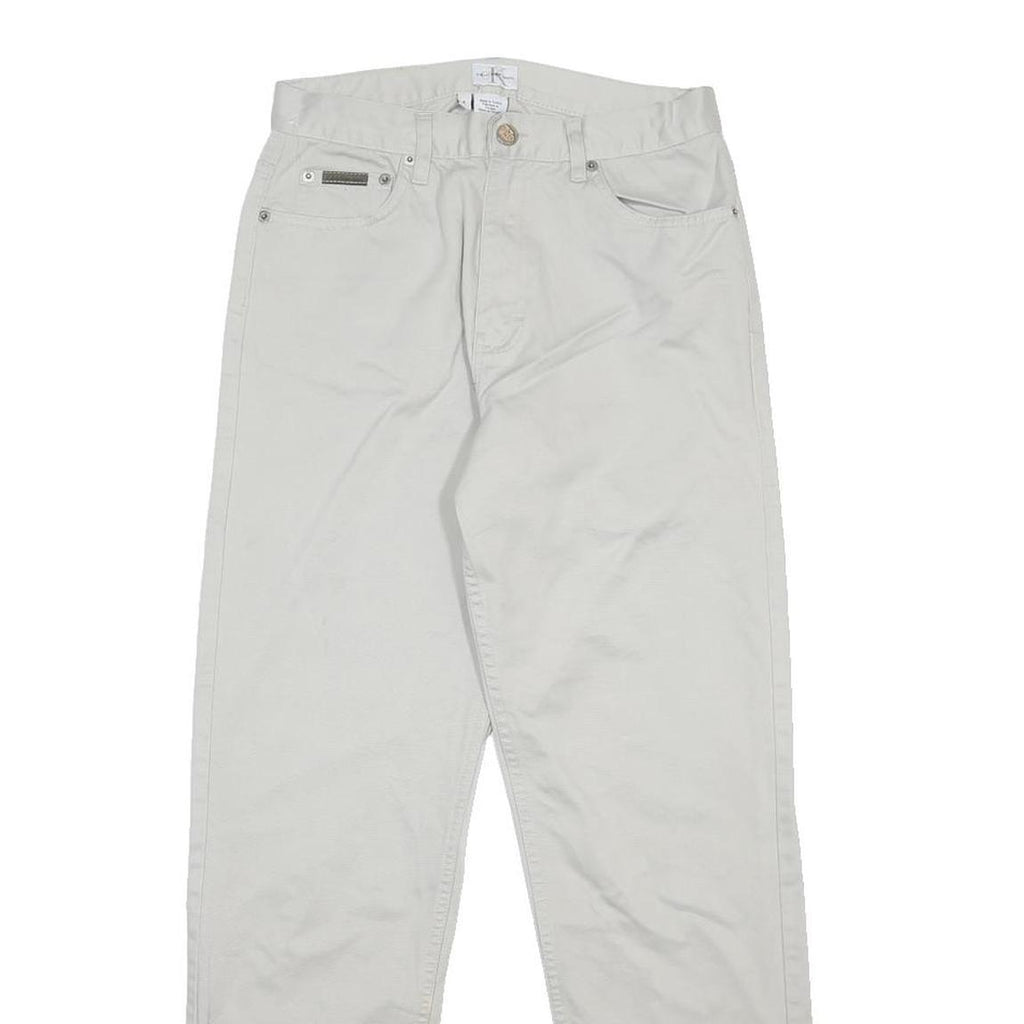 CALVIN KLEIN JEANS Womens Cotton White Regular Fit Straight Trousers W26 L28