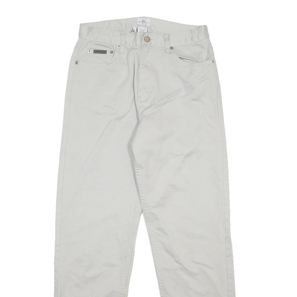 CALVIN KLEIN JEANS Womens Cotton White Regular Fit Straight Trousers W26 L28