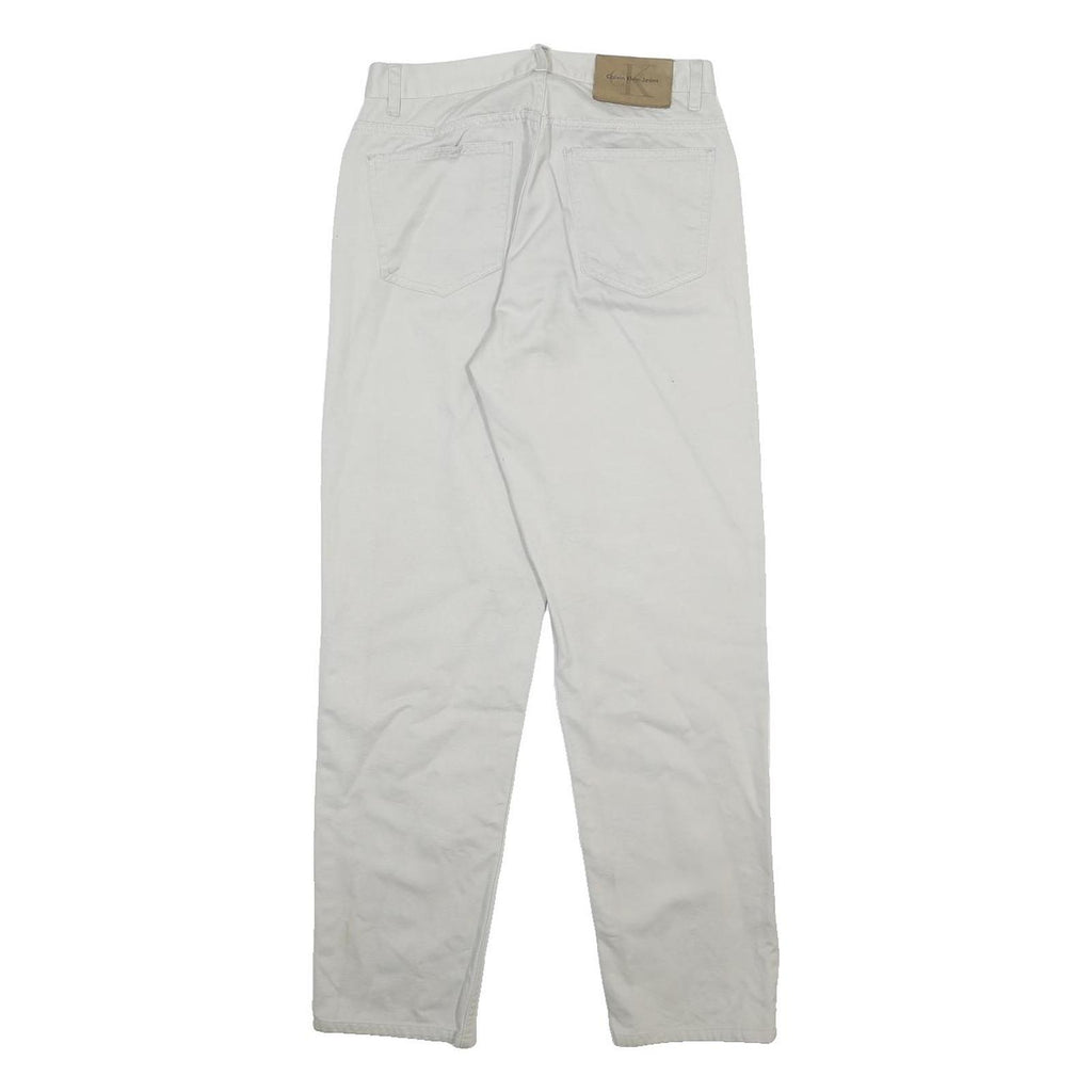 CALVIN KLEIN JEANS Womens Cotton White Regular Fit Straight Trousers W26 L28