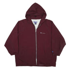 CHAMPION Mens Maroon Zip Hooded Nylon Jacket XL Casual Sportswear Outerwear